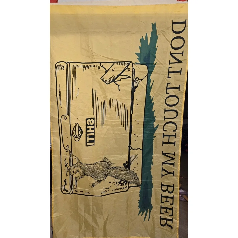 Shiti Beer Rare Flag 3' X 5' Dont Touch My Beer Squirrel‎ Yellow Advertisement